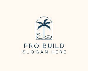 Palm Tree Beach Resort logo design