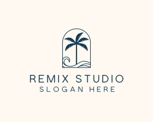 Palm Tree Beach Resort logo design