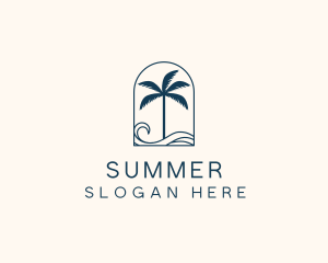 Palm Tree Beach Resort logo design