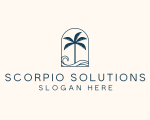 Palm Tree Beach Resort logo design