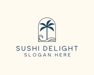 Palm Tree Beach Resort logo design