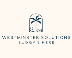 Palm Tree Beach Resort logo design