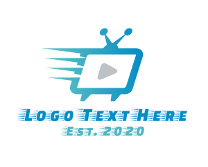 Movie - Fast Blue Media App logo design