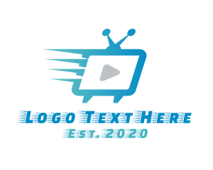 Quick - Fast Blue Media App logo design