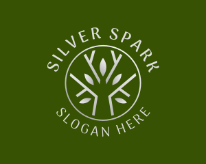 Metallic Silver Tree logo design