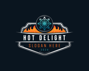 HVAC Flame Snowflake logo design