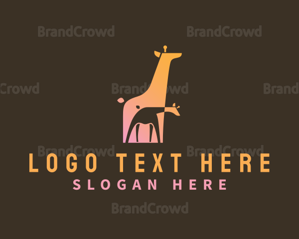 Wildlife Giraffe Zoo Logo