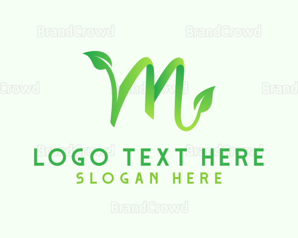 Green Leaf Letter M Logo