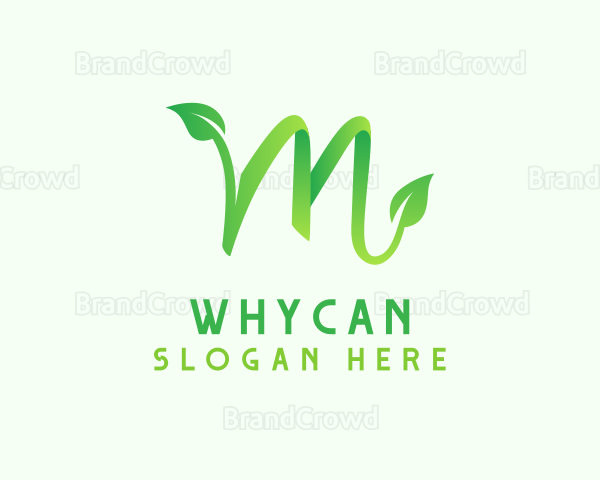 Green Leaf Letter M Logo