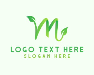 Grow - Green Leaf Letter M logo design