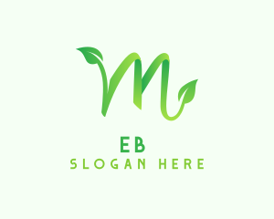 Vegetarian - Green Leaf Letter M logo design