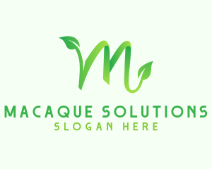 Green Leaf Letter M logo design