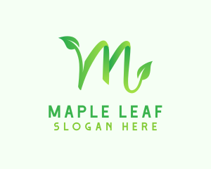 Green Leaf Letter M logo design