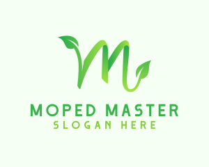 Green Leaf Letter M logo design