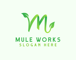 Green Leaf Letter M logo design