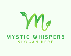 Green Leaf Letter M logo design