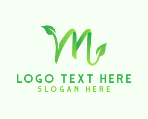 Health - Green Leaf Letter M logo design