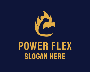 Muscles - Arm Muscle Flame logo design