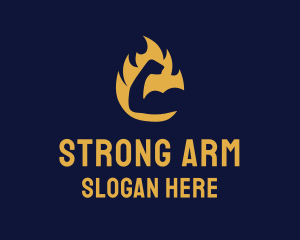 Arm Muscle Flame logo design
