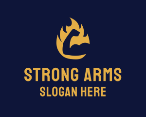 Arm Muscle Flame logo design