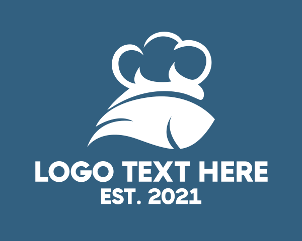Seafood Market - Abstract Fish Chef Hat logo design