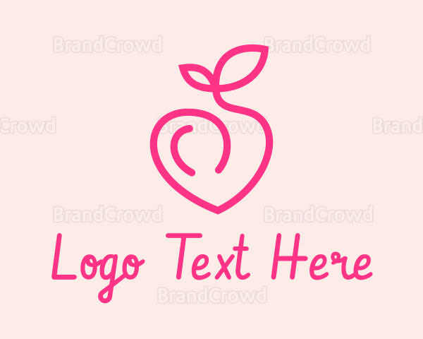 Pink Peach Fruit Logo