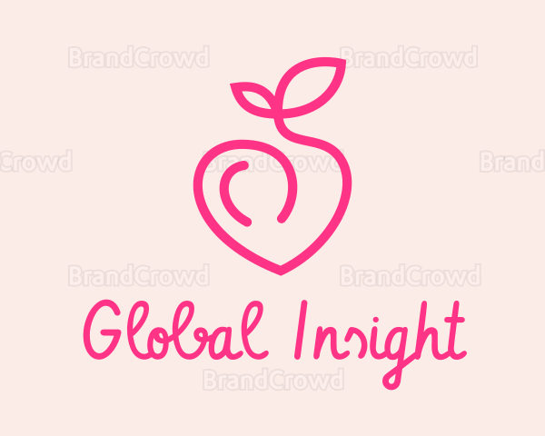 Pink Peach Fruit Logo