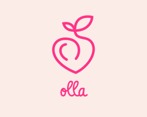 Pink Peach Fruit  Logo