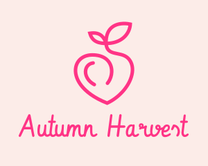 Pink Peach Fruit  logo design