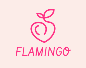 Line Art - Pink Peach Fruit logo design