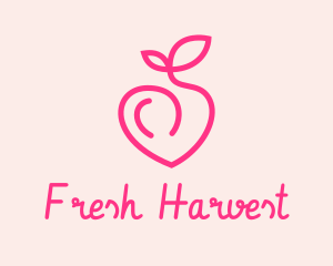 Pink Peach Fruit  logo design