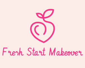 Pink Peach Fruit  logo design