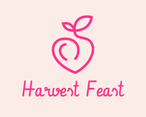 Pink Peach Fruit  logo design