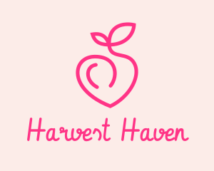 Pink Peach Fruit  logo design