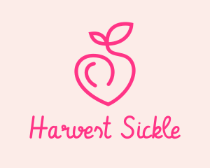 Pink Peach Fruit  logo design