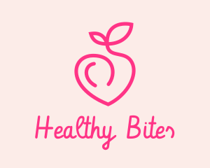 Pink Peach Fruit  logo design