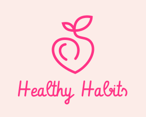 Pink Peach Fruit  logo design