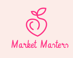 Pink Peach Fruit  logo design