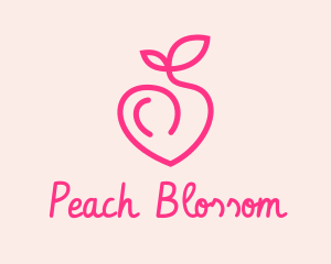 Pink Peach Fruit  logo design