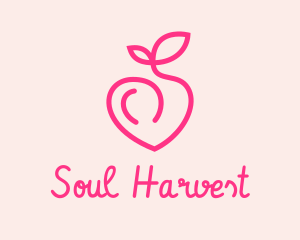 Pink Peach Fruit  logo design