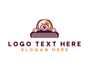 Canine - Cute Puppy Grooming logo design