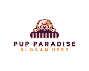 Cute Puppy Grooming logo design