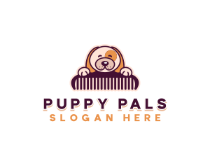 Cute Puppy Grooming logo design