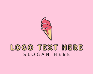 Ice Cream Truck - Melting Ice Cream Cone logo design
