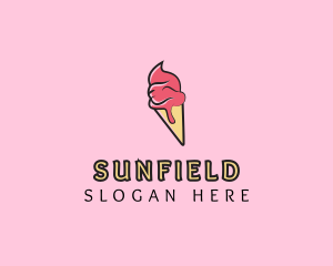 Melting Ice Cream Cone  Logo