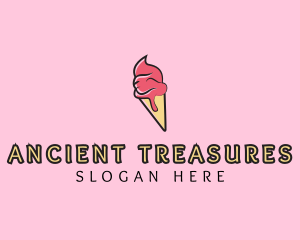 Melting Ice Cream Cone  logo design