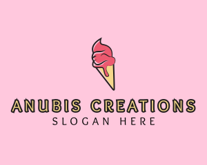 Melting Ice Cream Cone  logo design