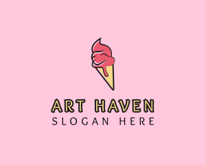 Melting Ice Cream Cone  logo design