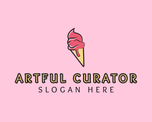 Melting Ice Cream Cone  logo design