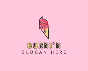 Melting Ice Cream Cone  logo design